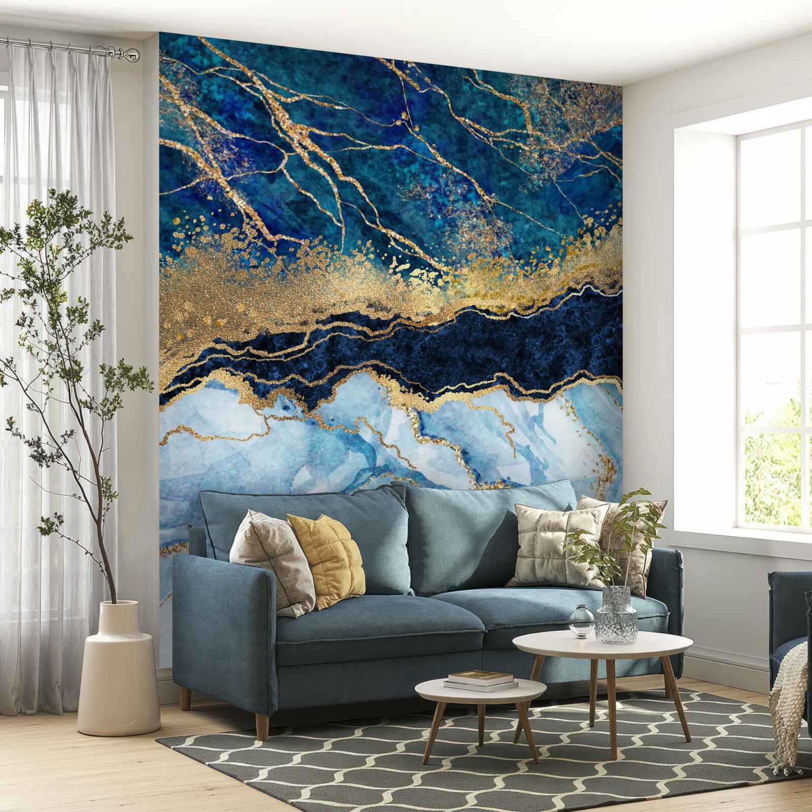 Fotobehang blauwe marmeren achtergrond