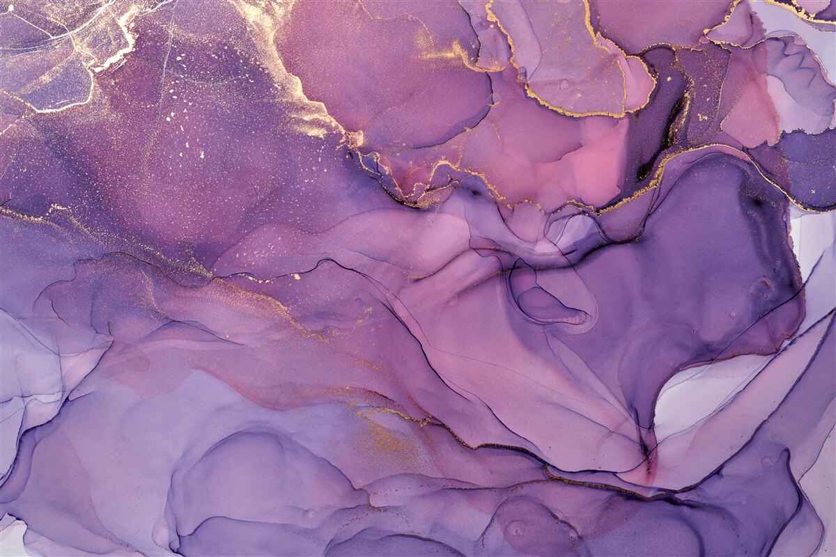 Fotobehang lila marmeren achtergrond met gouden elementen