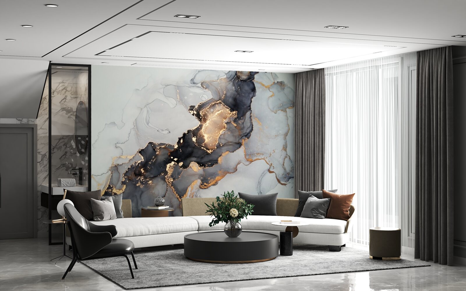 Fotobehang elegante grijze en zwarte achtergrond met een luxe uitstraling