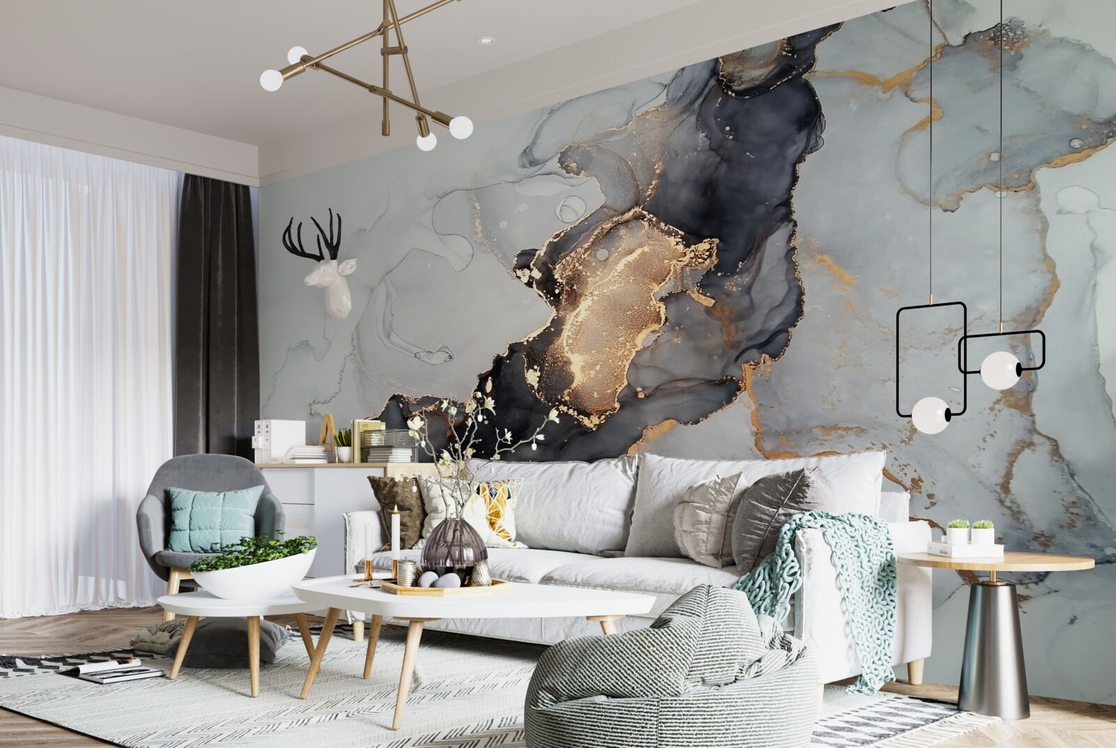 Fotobehang elegante grijze en zwarte achtergrond met een luxe uitstraling