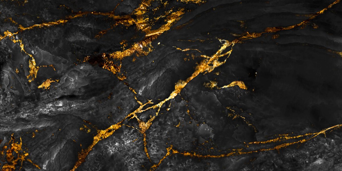 Fotobehang zwart marmer met goud dooraderd