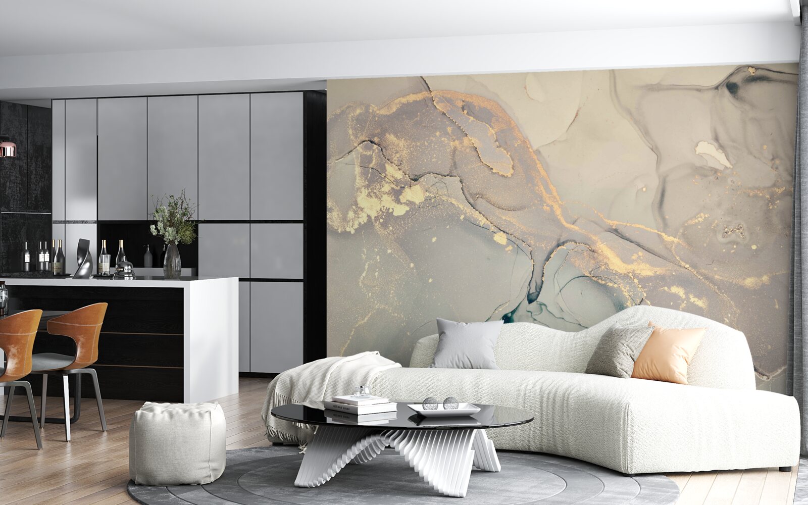 Fotobehang artistieke vloeistof op inktbasis