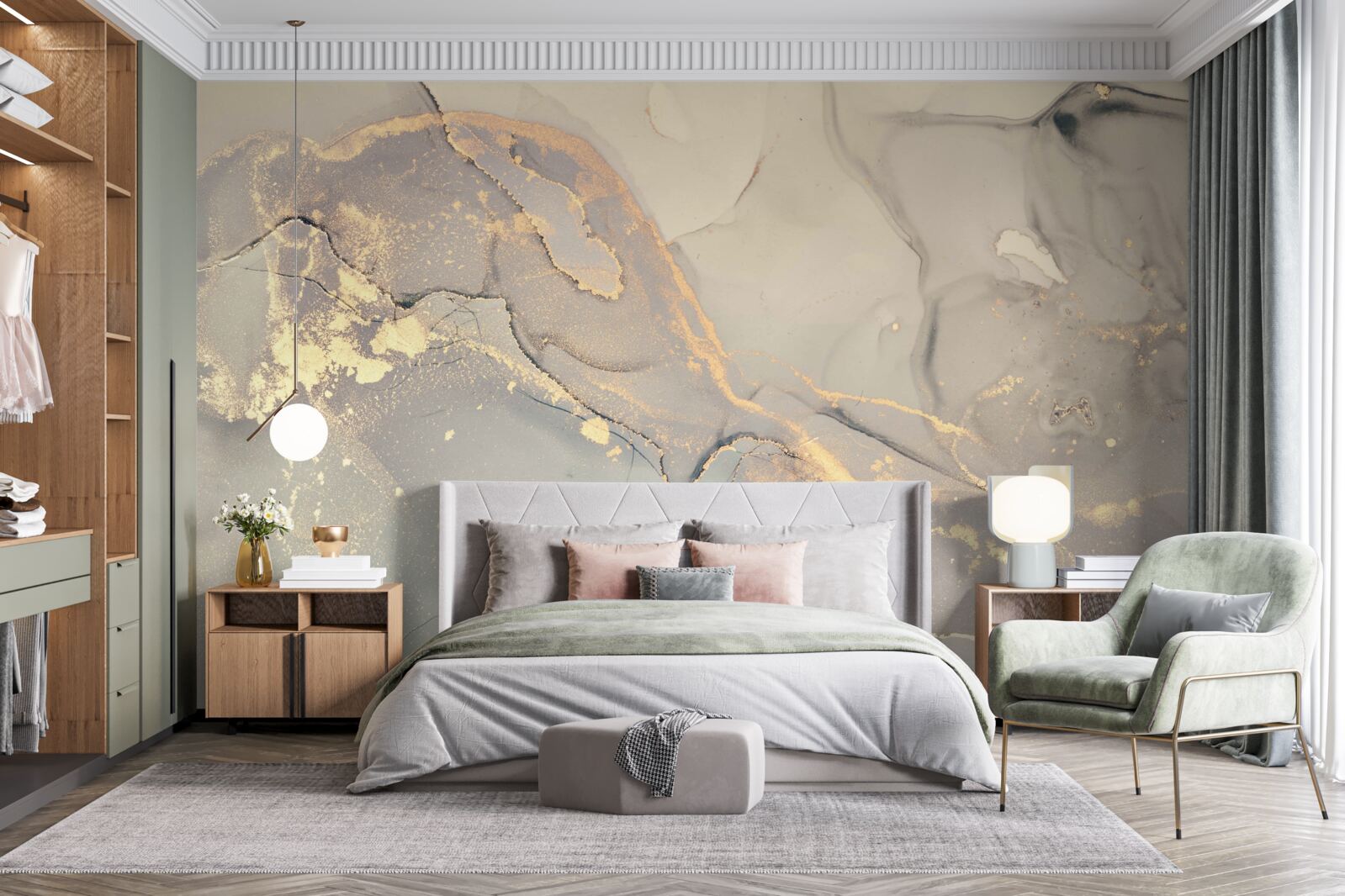 Fotobehang artistieke vloeistof op inktbasis