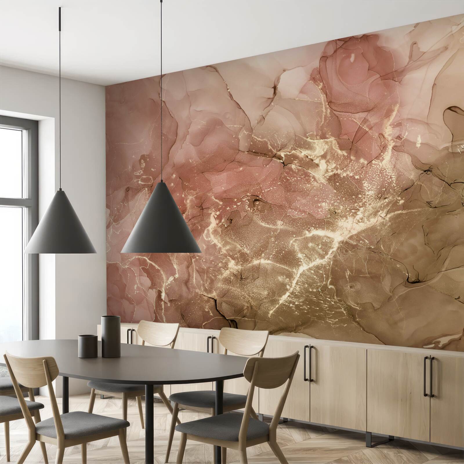 Fotobehang perzikroze vloeistof