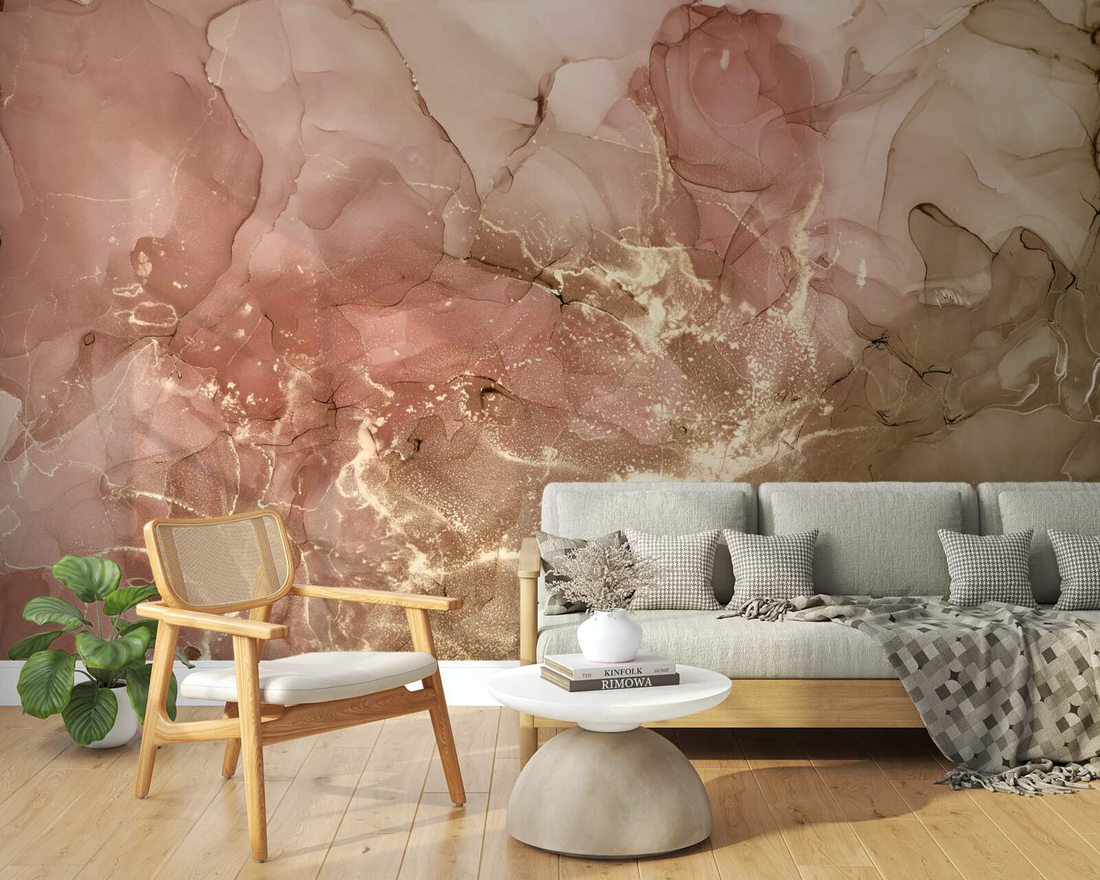 Fotobehang perzikroze vloeistof