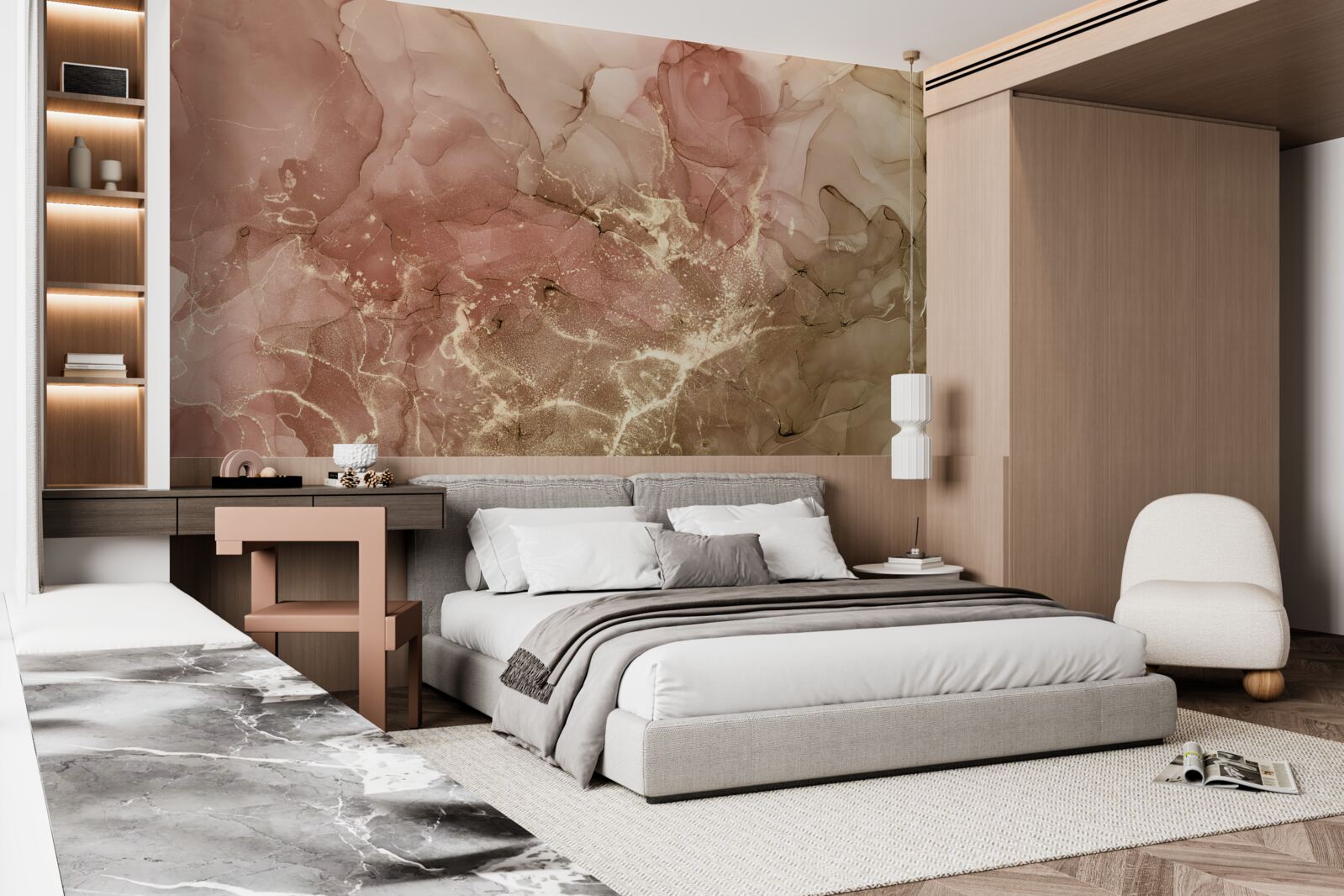 Fotobehang perzikroze vloeistof