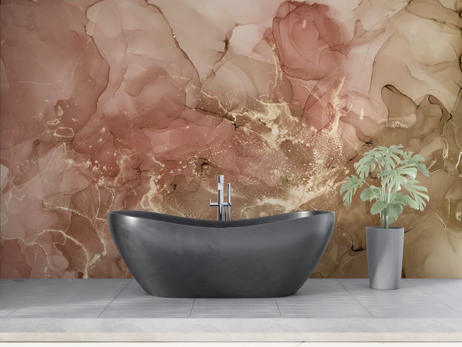 Fotobehang perzikroze vloeistof