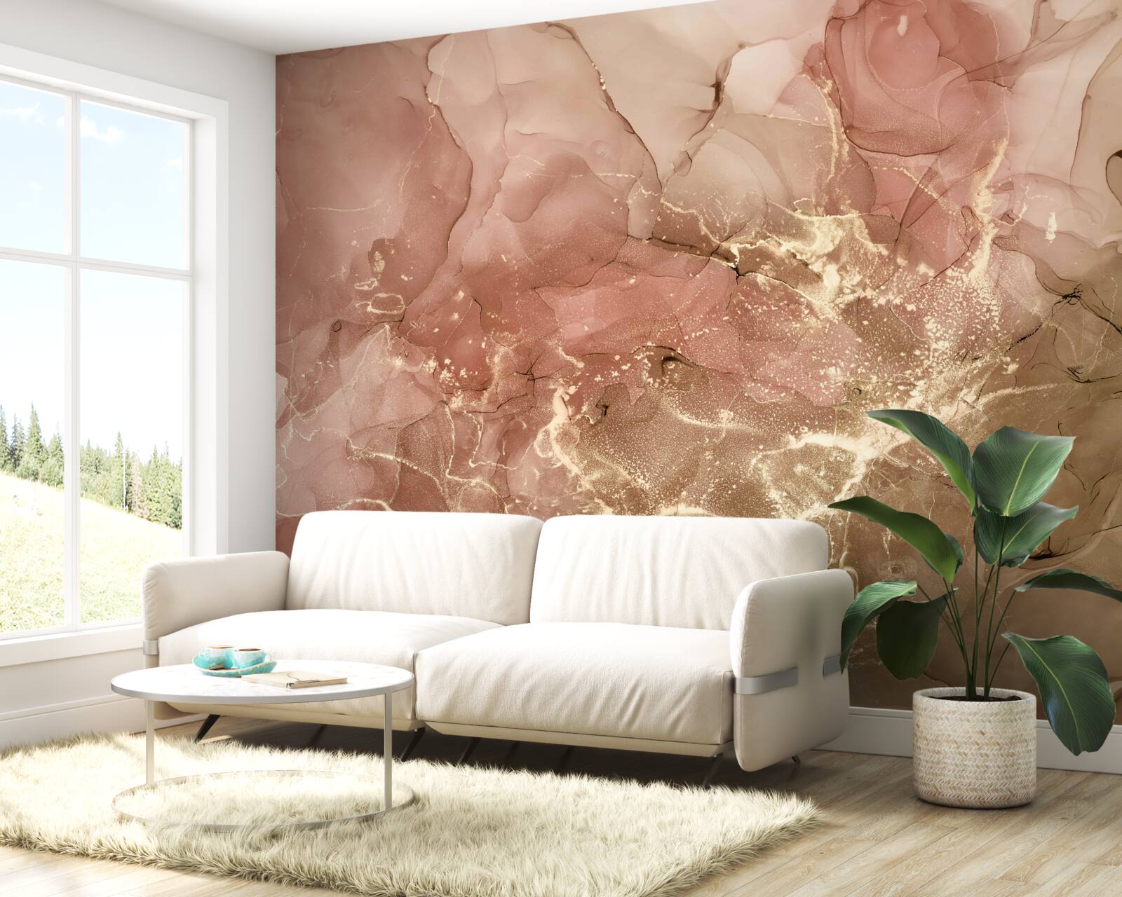 Fotobehang perzikroze vloeistof