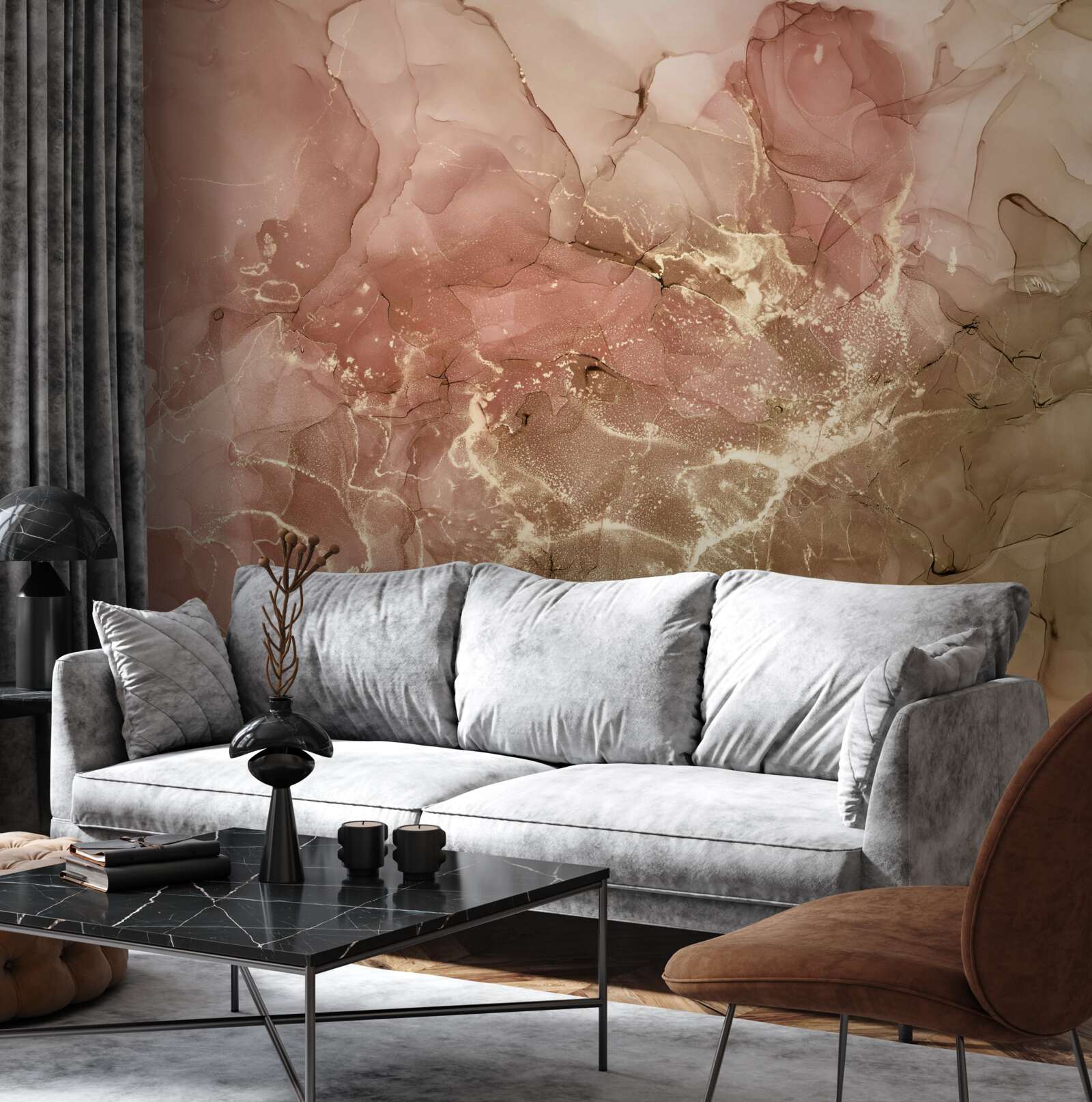 Fotobehang perzikroze vloeistof