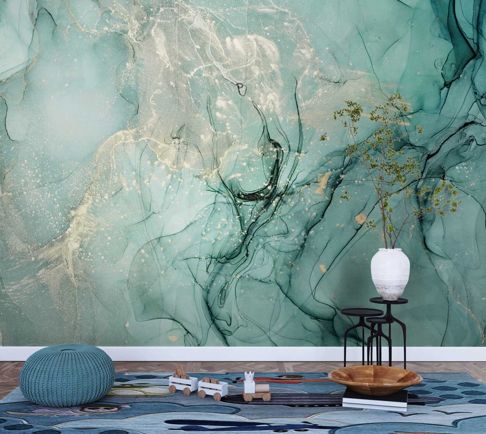 Fotobehang vrij stromend groen en wit