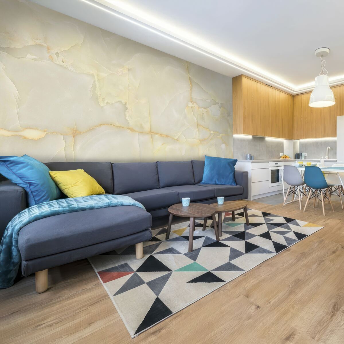 Fotobehang beige onyx porseleinen tegels