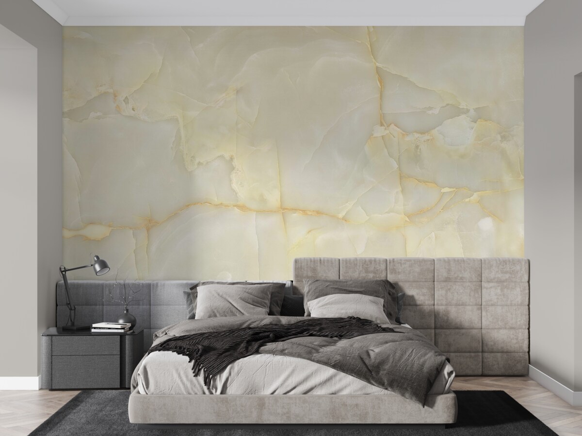 Fotobehang beige onyx porseleinen tegels