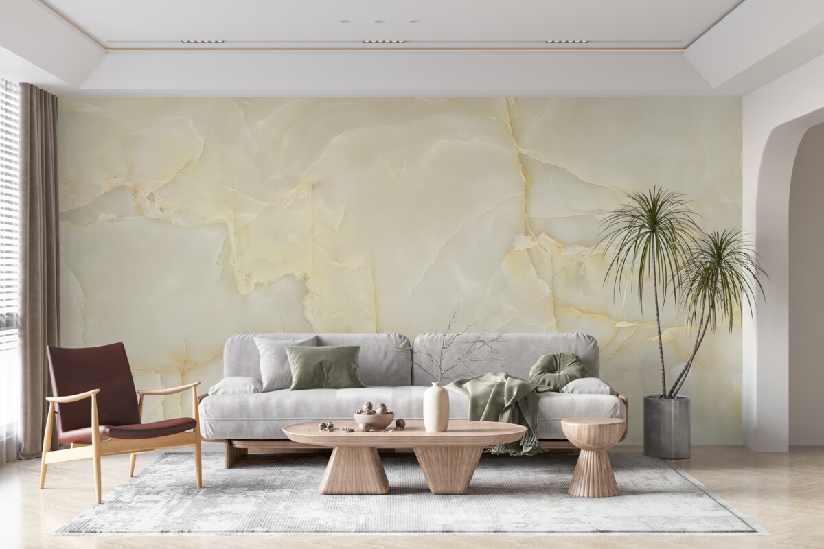 Fotobehang beige onyx porseleinen tegels