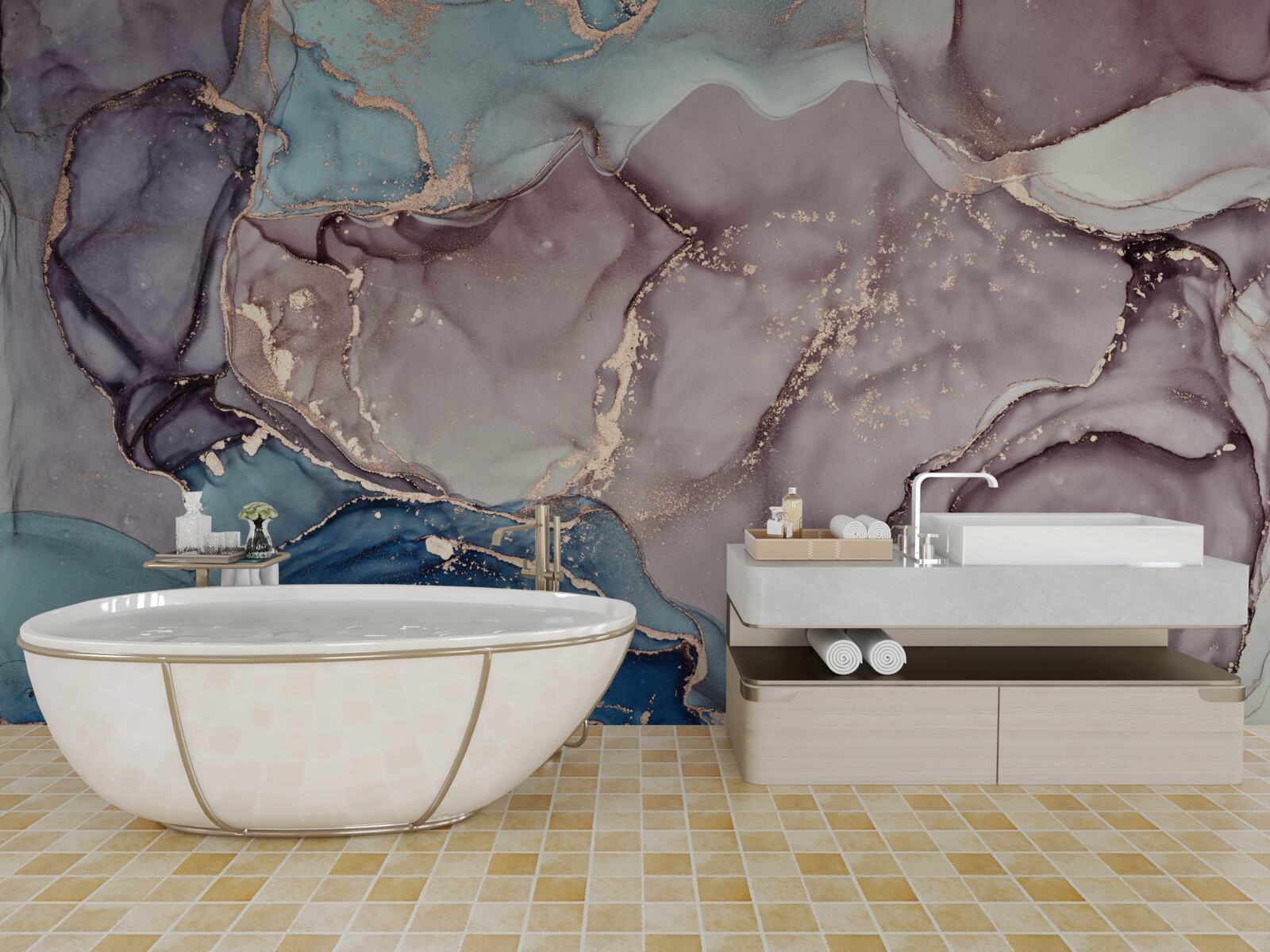 Fotobehang marmeren achtergrond aquarel