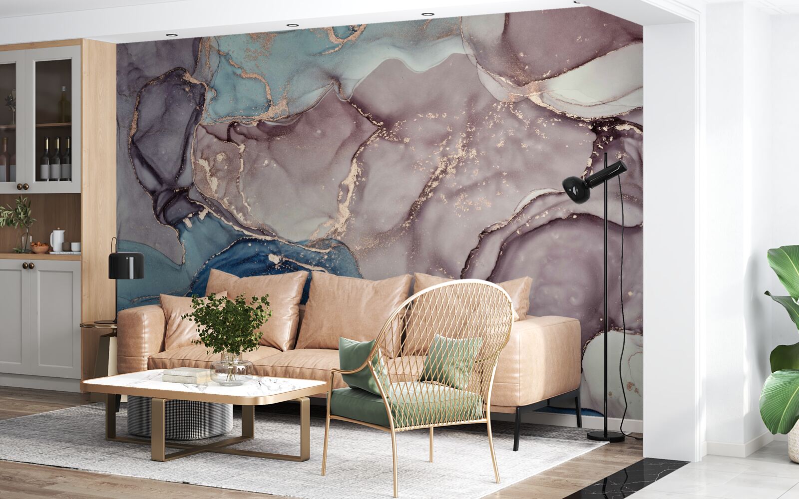 Fotobehang marmeren achtergrond aquarel