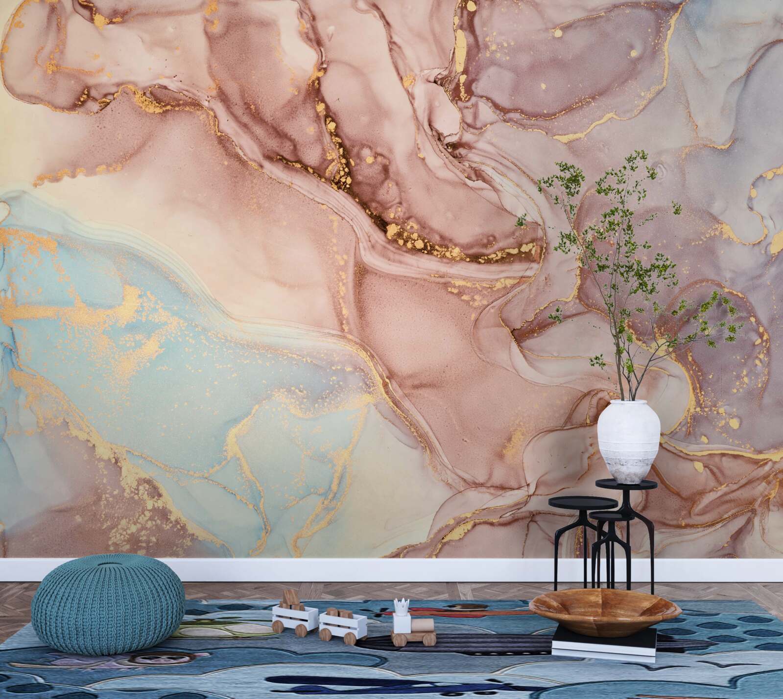 Fotobehang poederachtige roze vloeistof