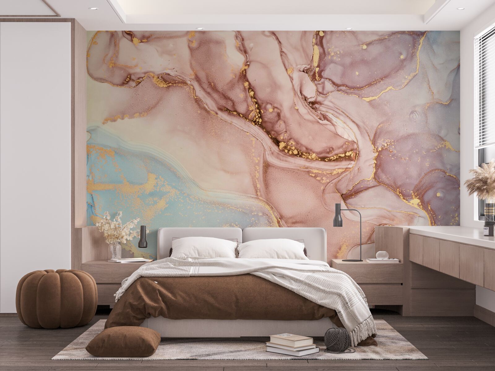 Fotobehang poederachtige roze vloeistof