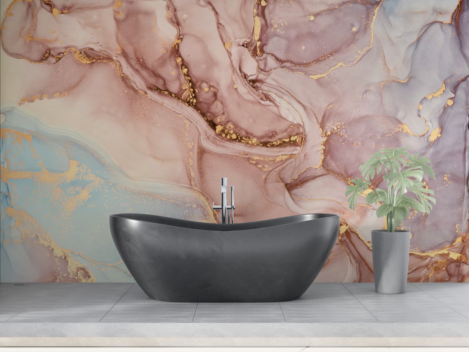 Fotobehang poederachtige roze vloeistof