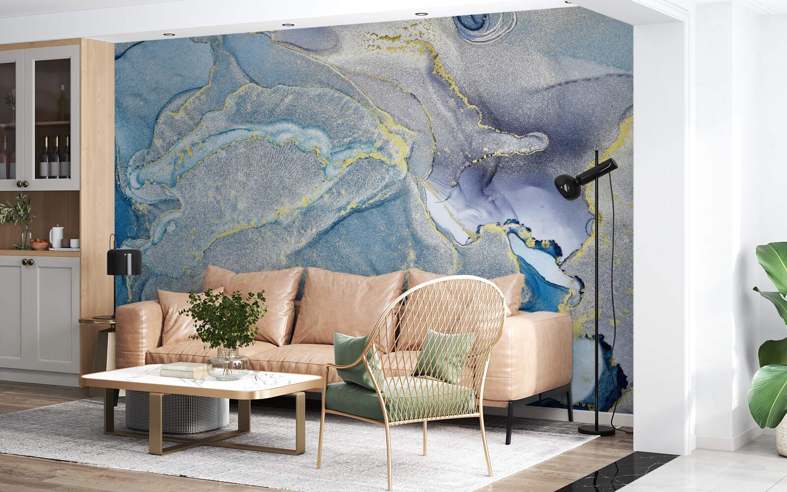 Fotobehang blauwe oceaan in abstractie