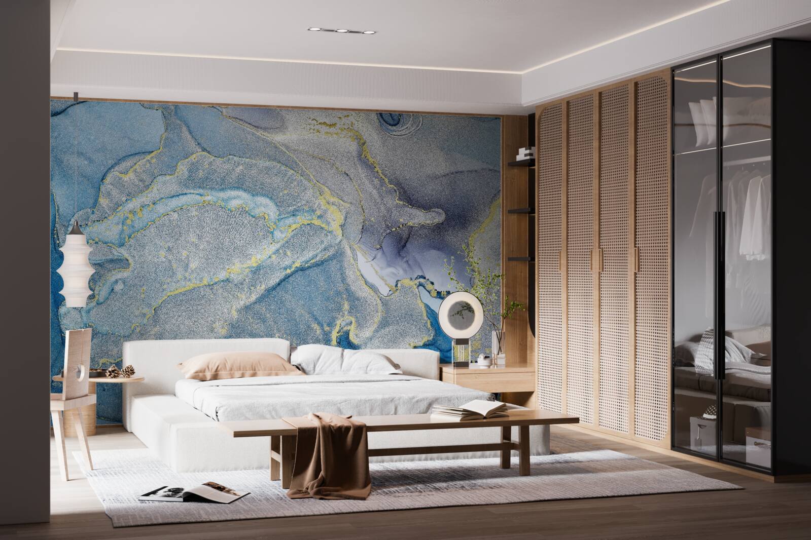 Fotobehang blauwe oceaan in abstractie