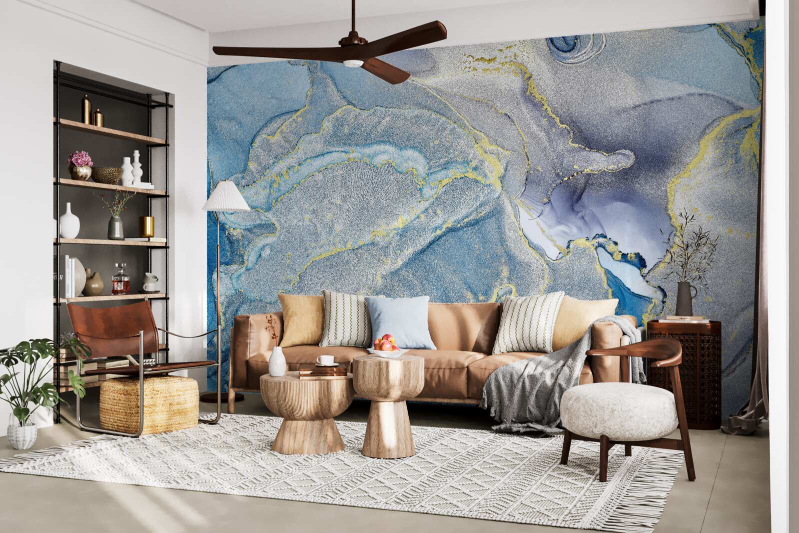 Fotobehang blauwe oceaan in abstractie