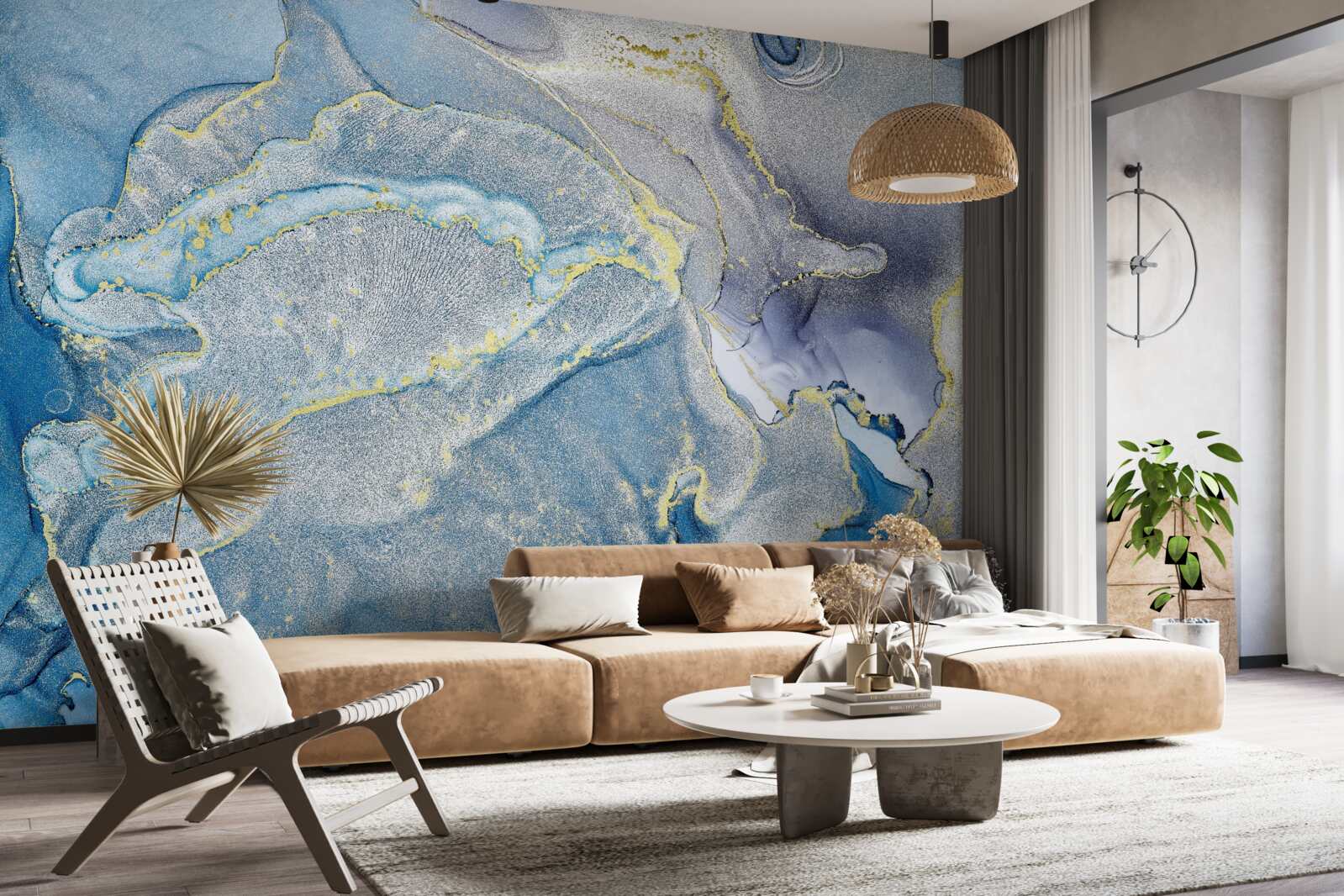 Fotobehang blauwe oceaan in abstractie