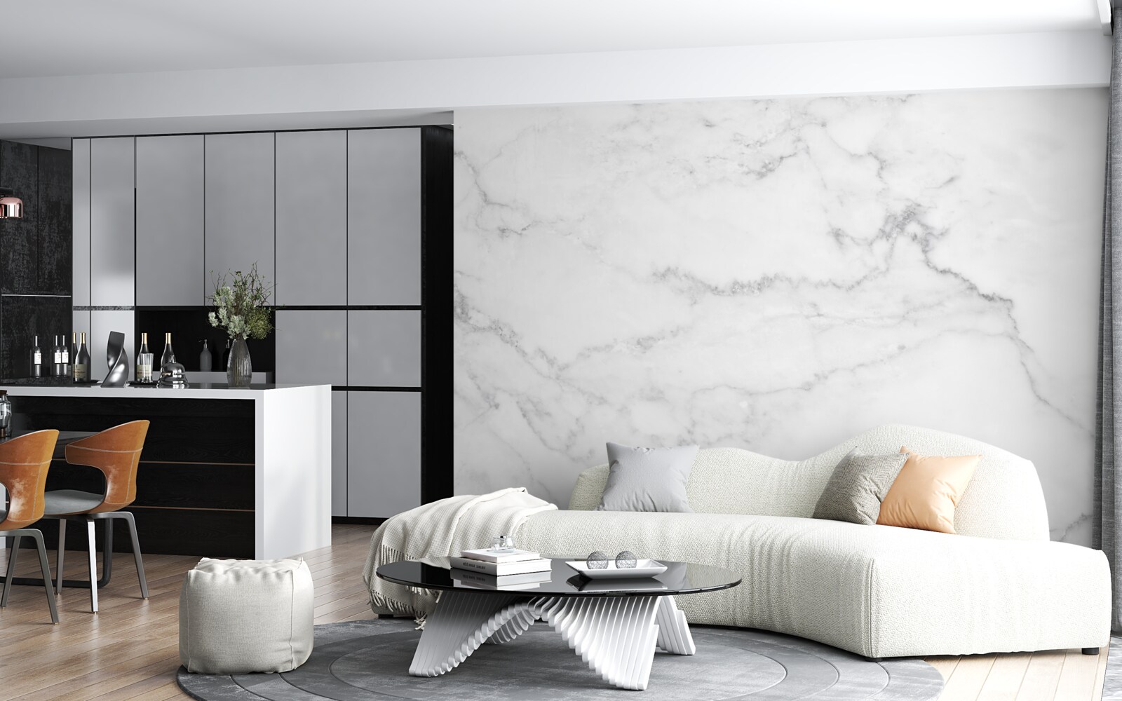 Fotobehang grijs-wit marmer