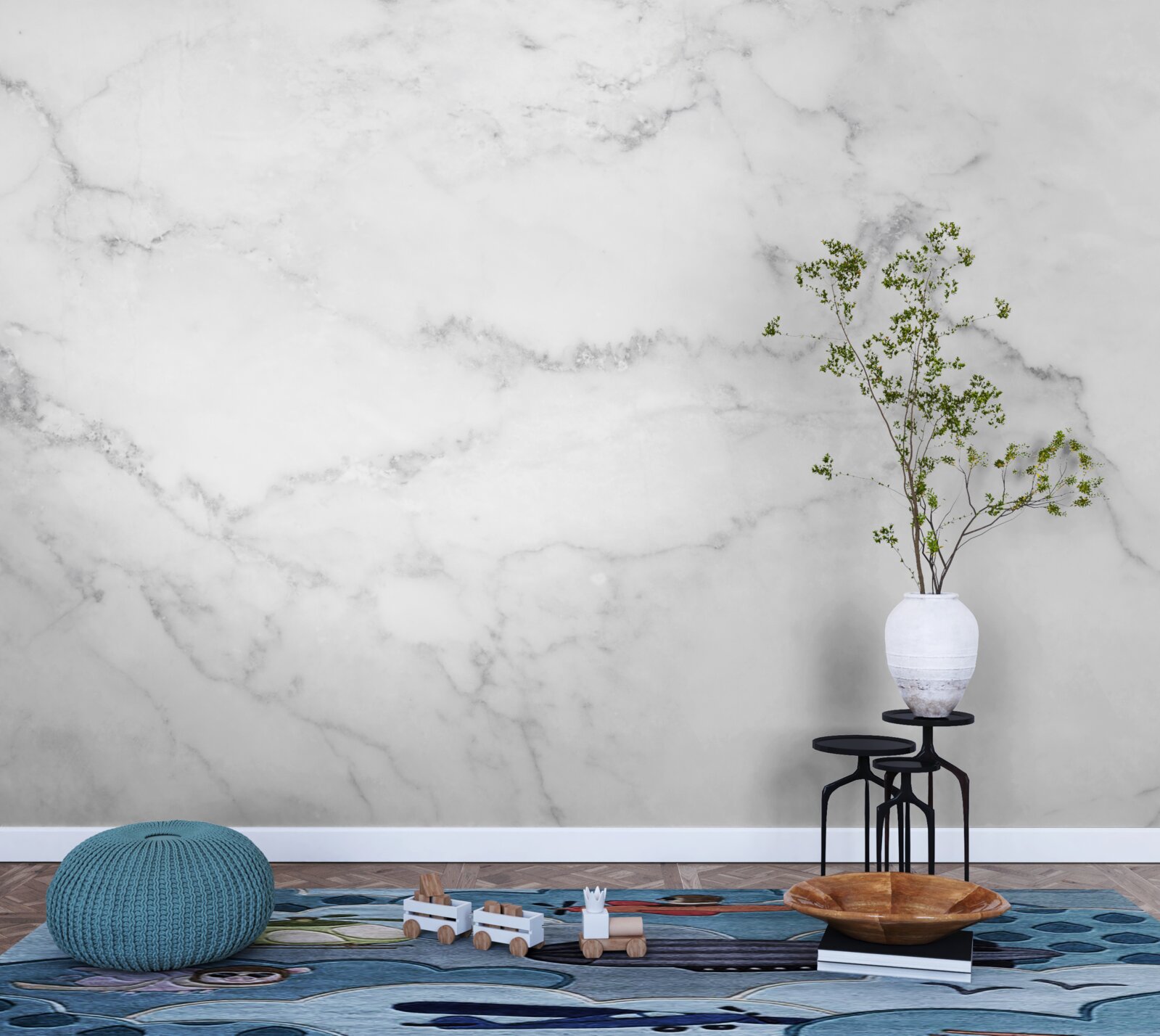 Fotobehang grijs-wit marmer