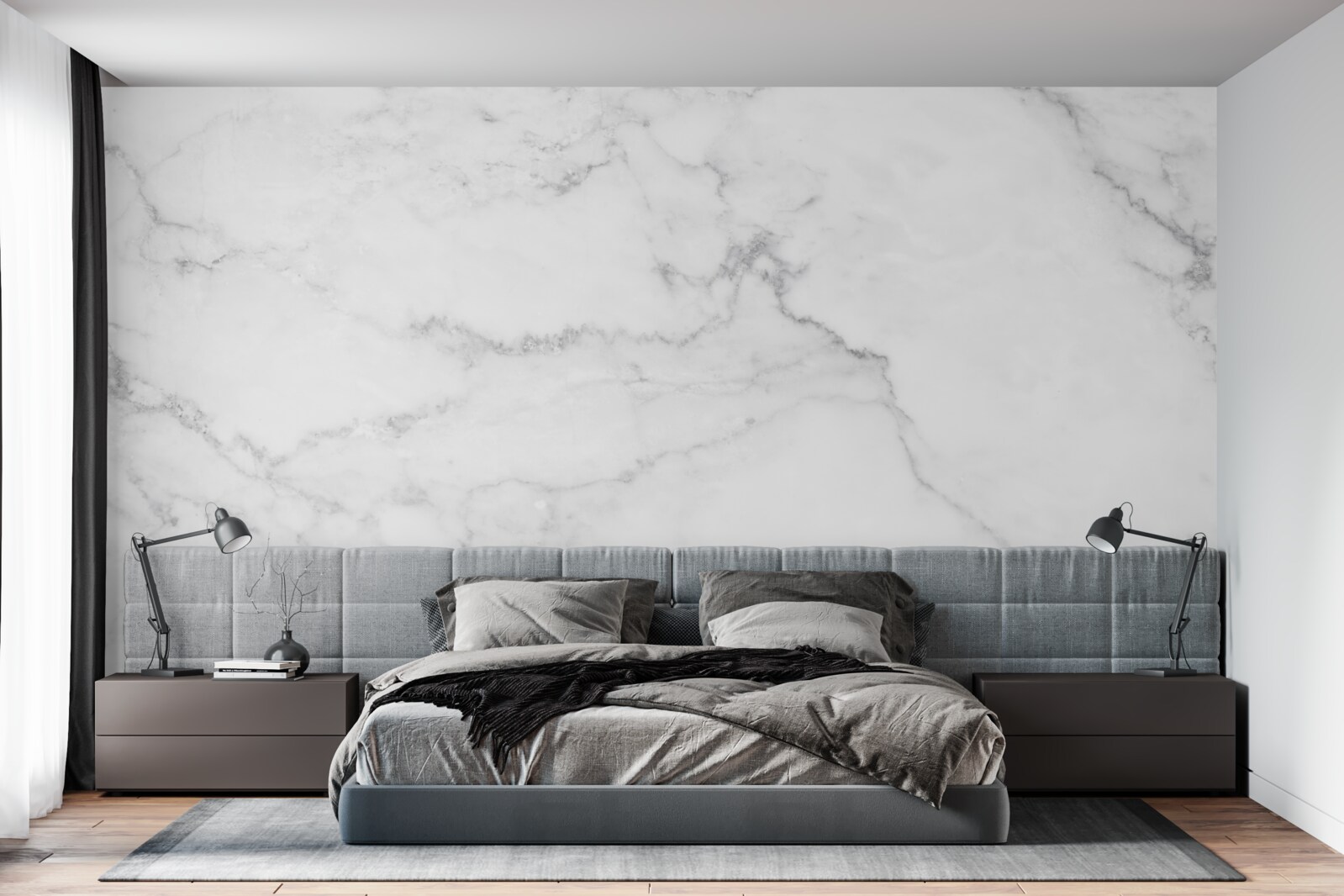 Fotobehang grijs-wit marmer