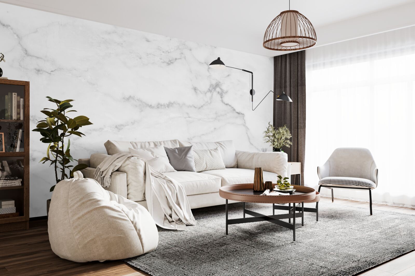 Fotobehang grijs-wit marmer