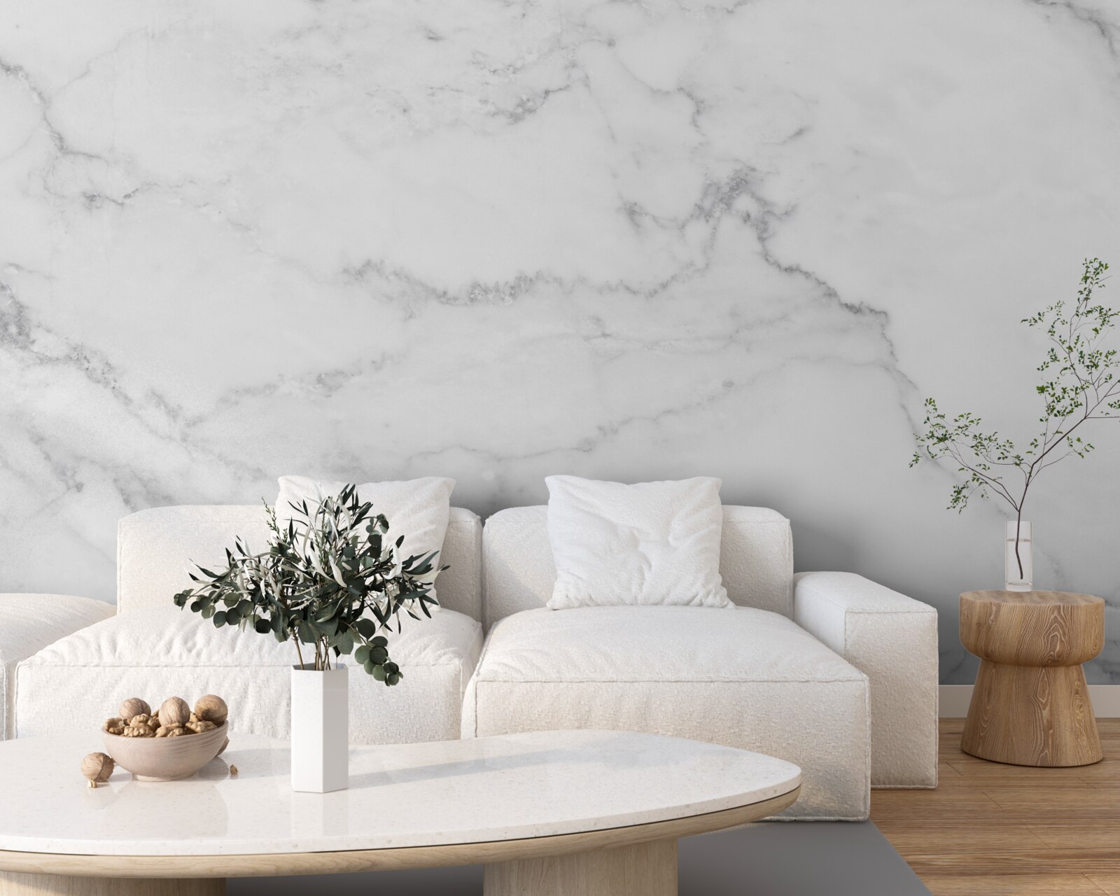 Fotobehang grijs-wit marmer