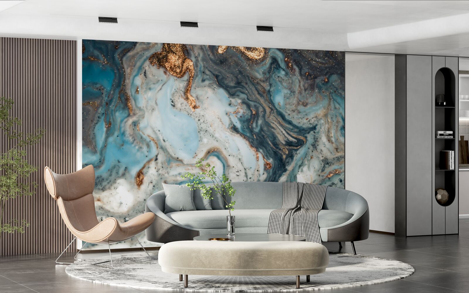 Fotobehang gouden abstractie met prachtige elementen