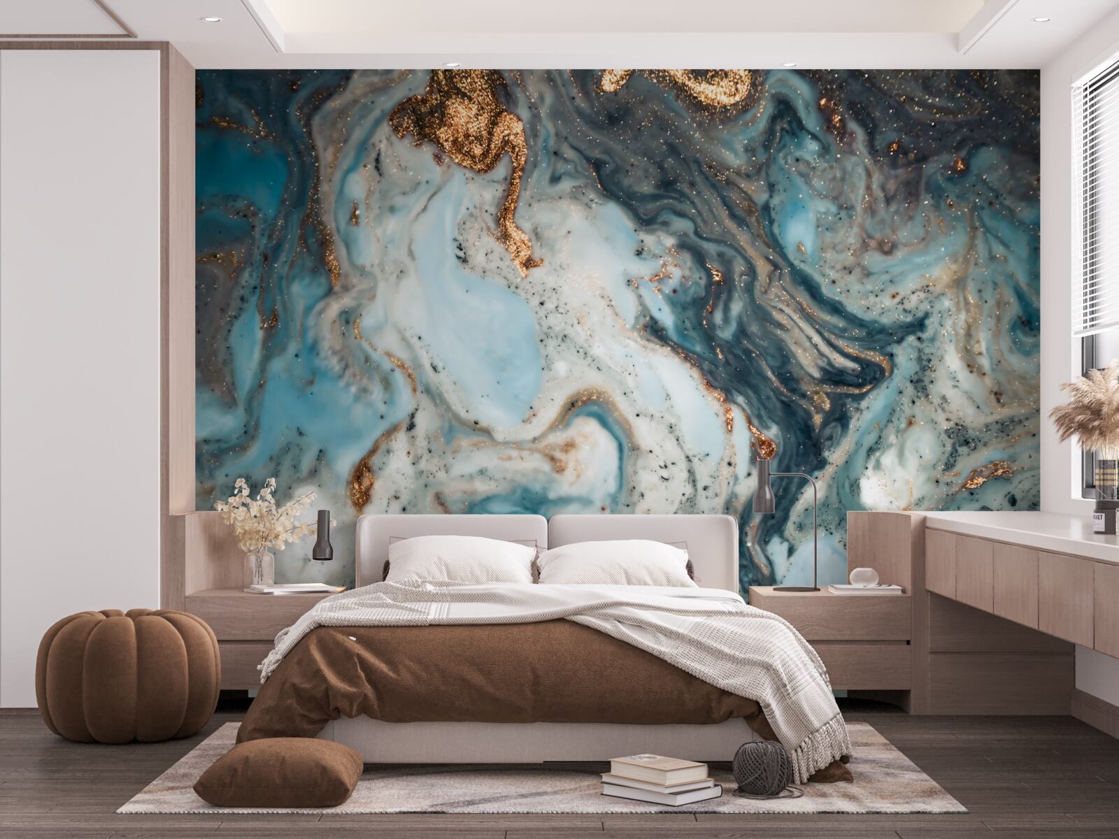 Fotobehang gouden abstractie met prachtige elementen