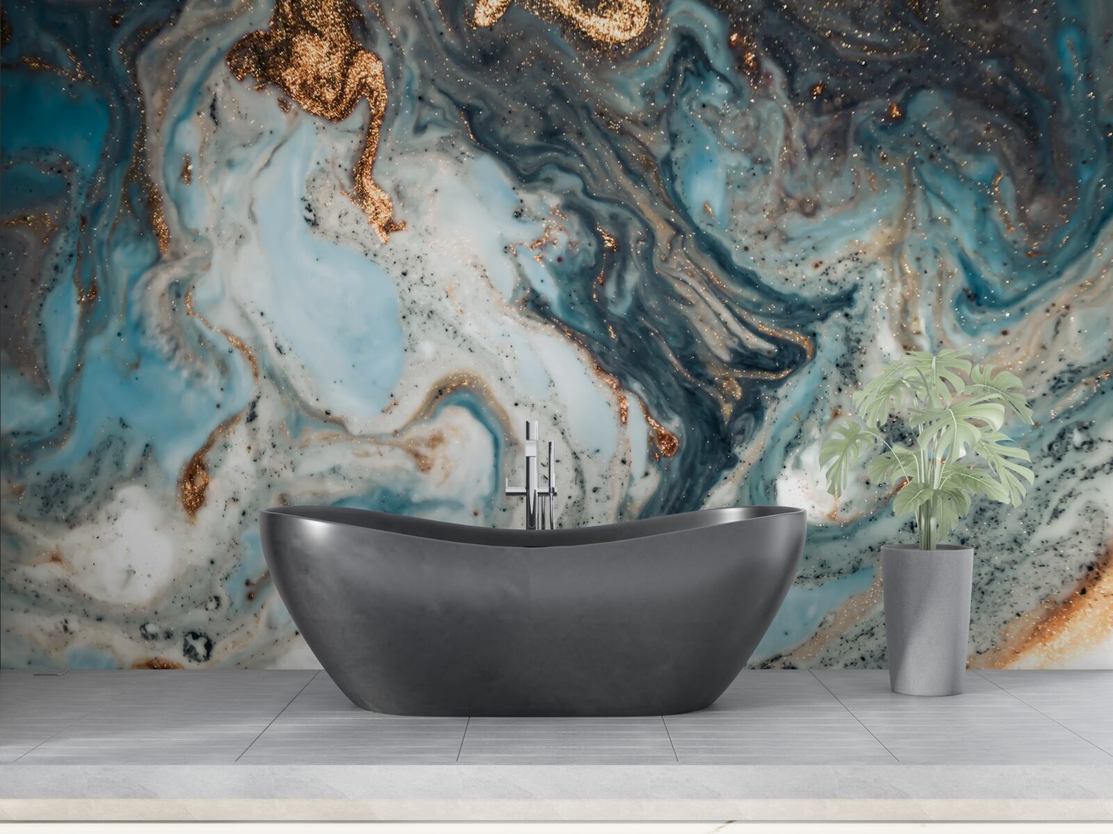 Fotobehang gouden abstractie met prachtige elementen