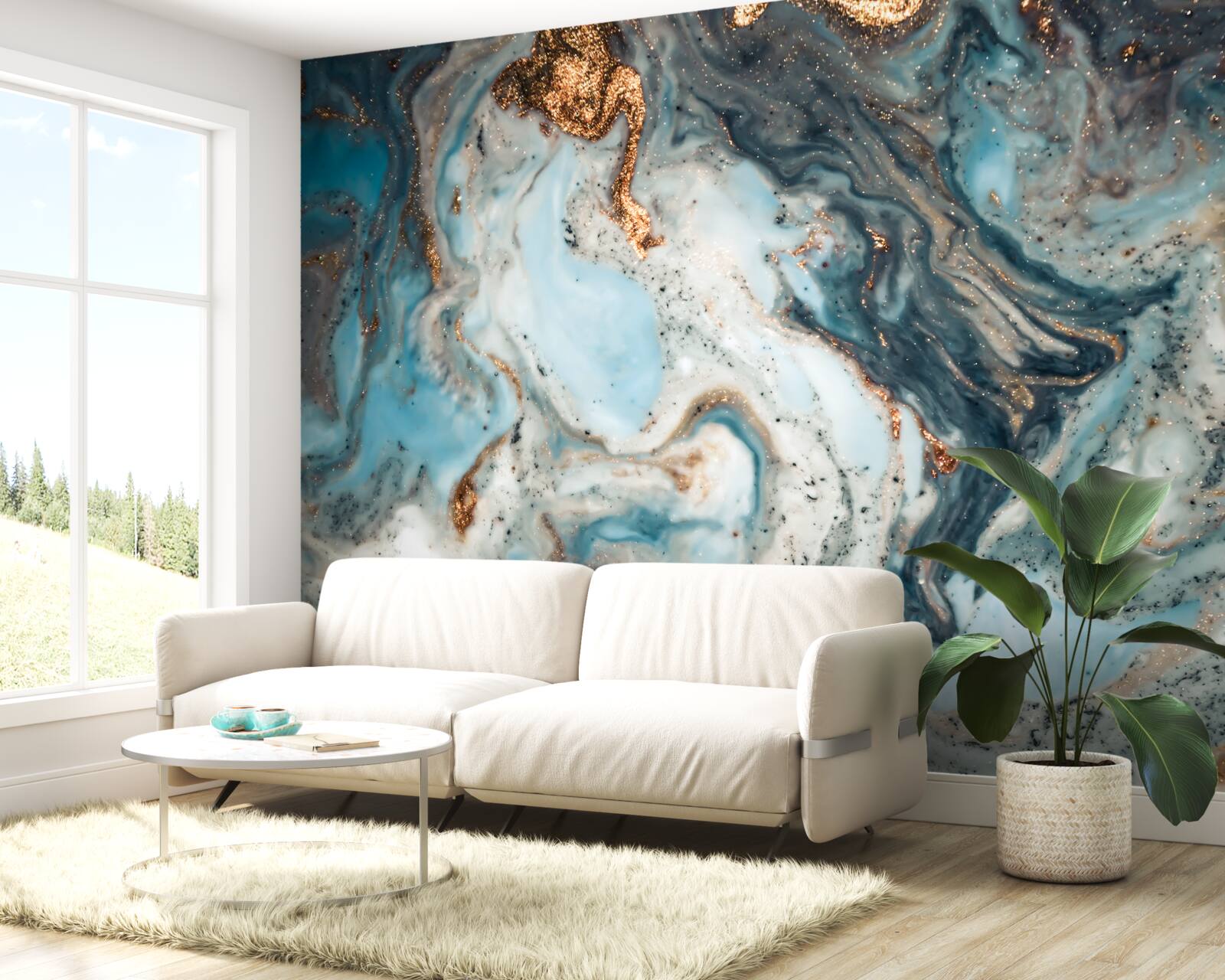 Fotobehang gouden abstractie met prachtige elementen