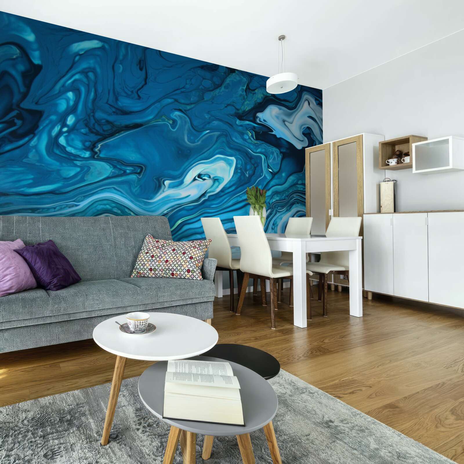 Fotobehang abstract blauw marmer