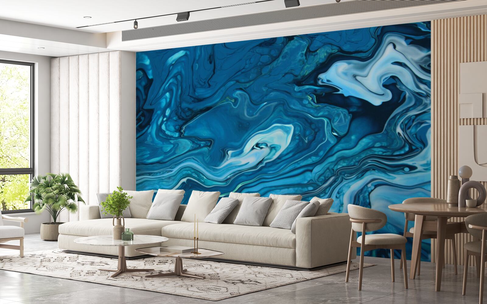 Fotobehang abstract blauw marmer