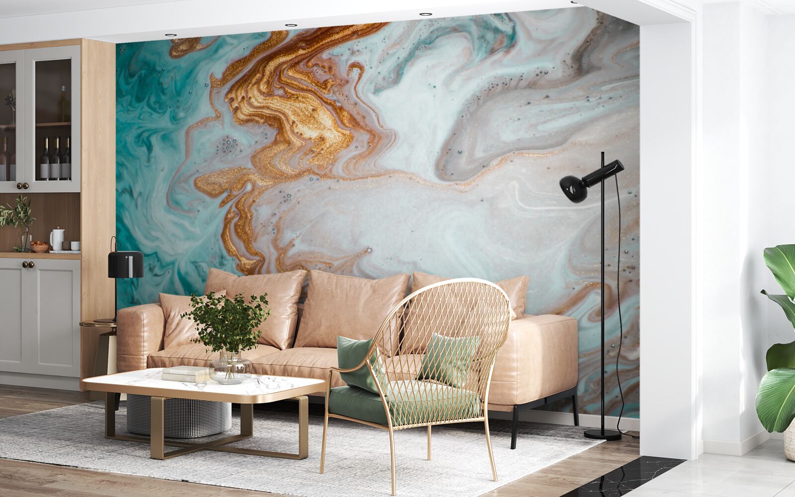 Fotobehang marmer met heldere abstractie