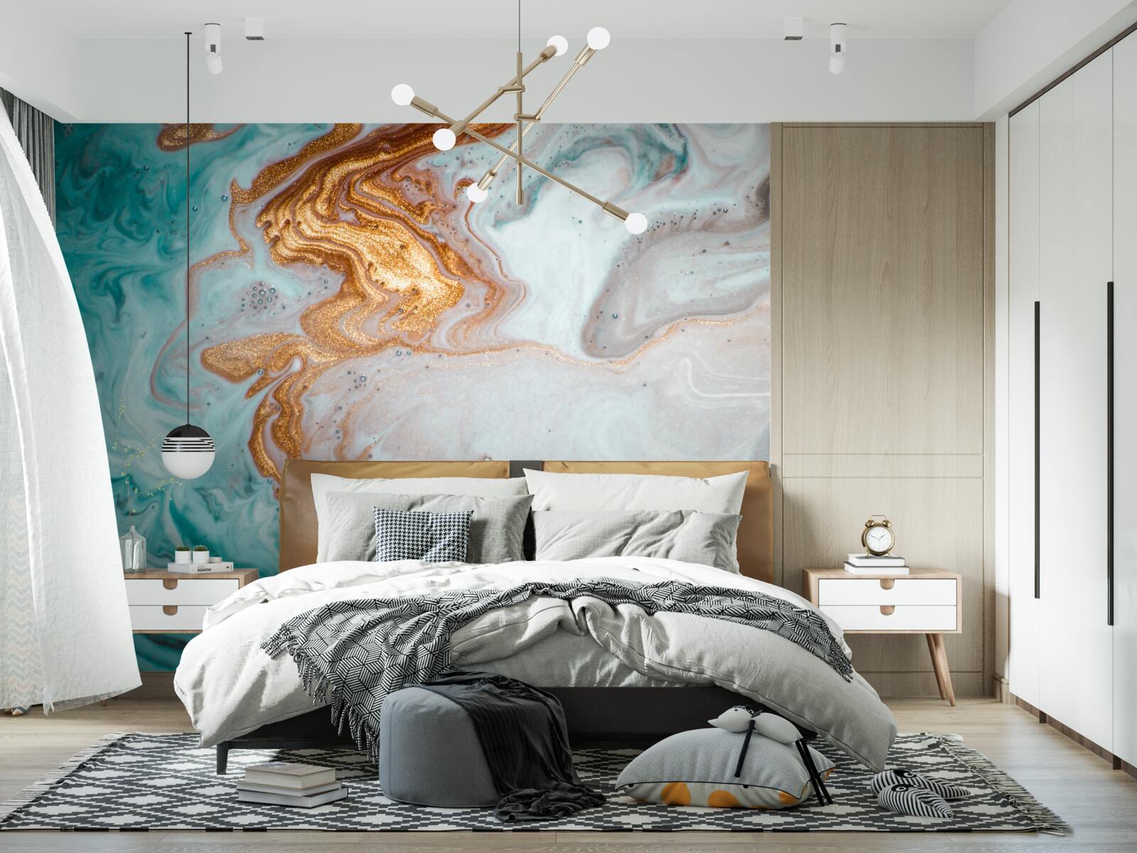 Fotobehang marmer met heldere abstractie