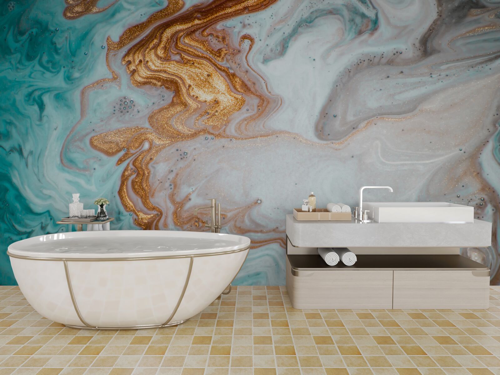 Fotobehang marmer met heldere abstractie