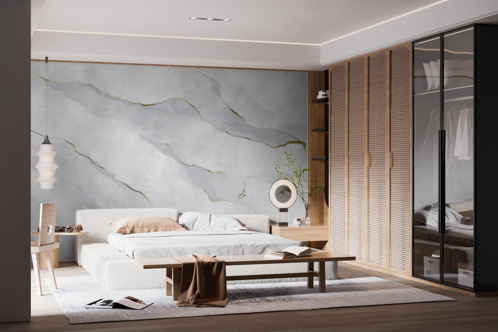 Fotobehang goudmarmer met lichte tinten