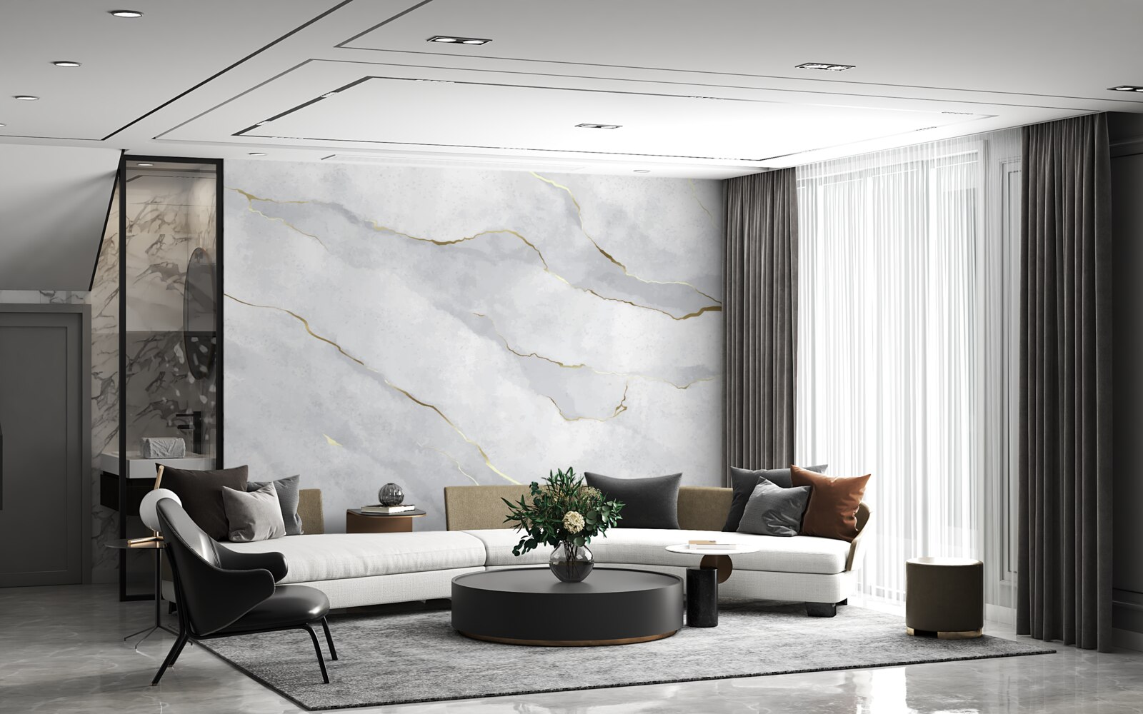 Fotobehang goudmarmer met lichte tinten