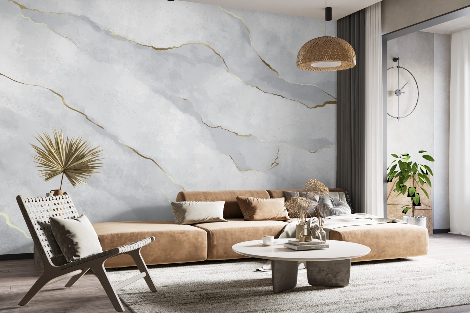 Fotobehang goudmarmer met lichte tinten