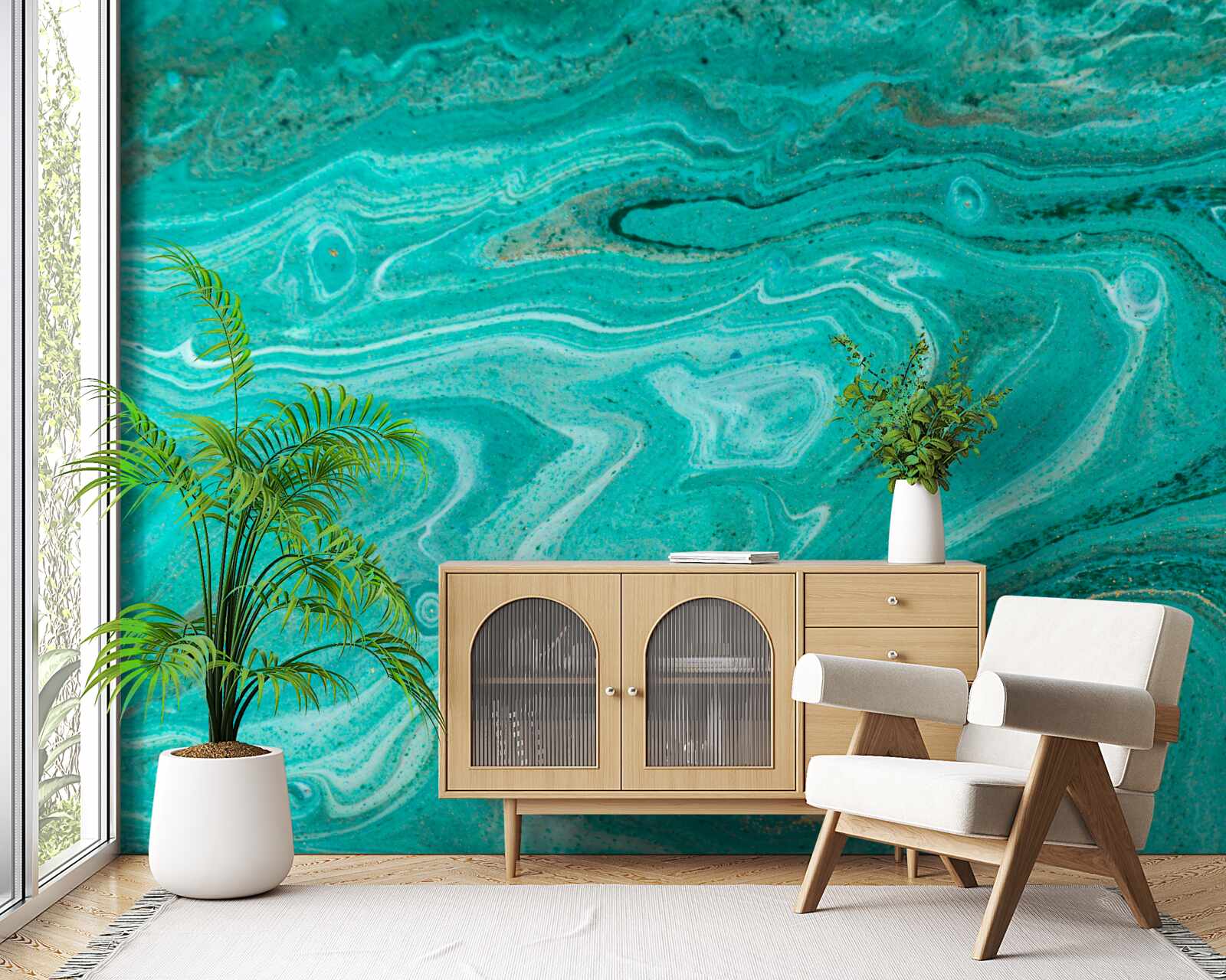 Fotobehang marmer in lichtgroene tinten