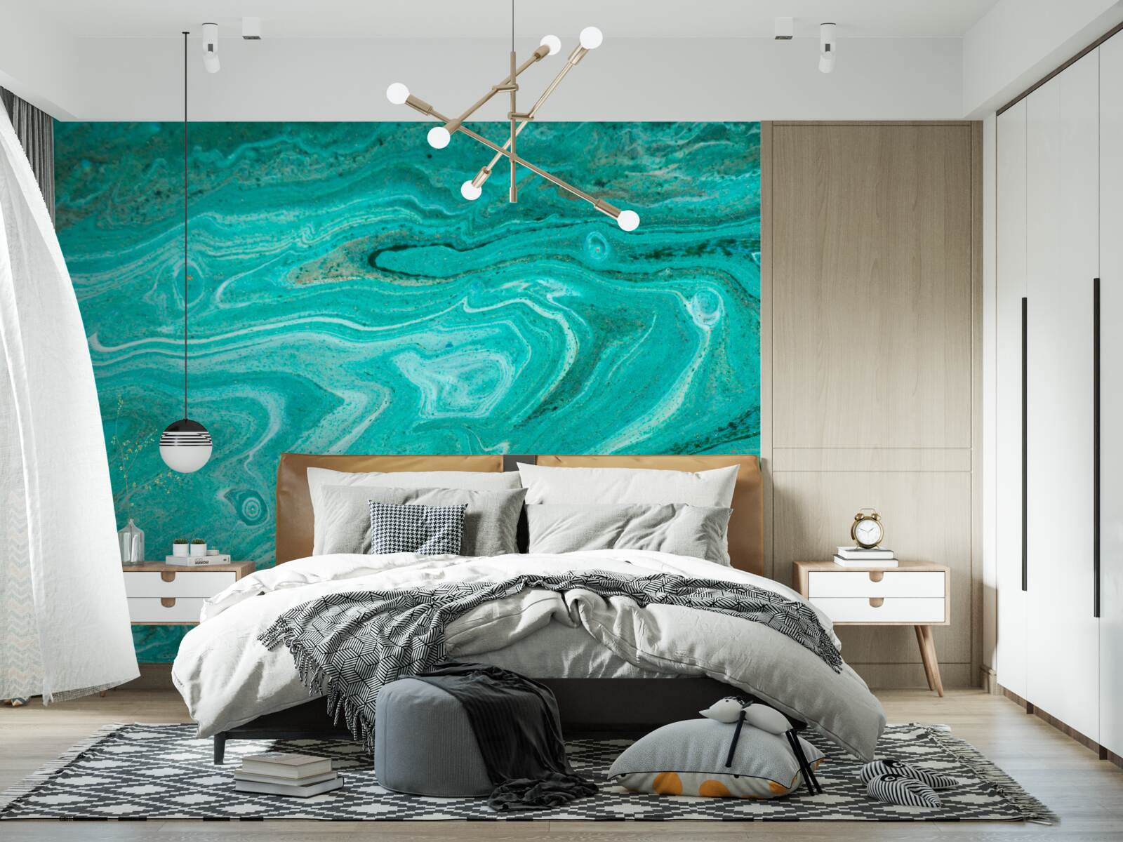 Fotobehang marmer in lichtgroene tinten