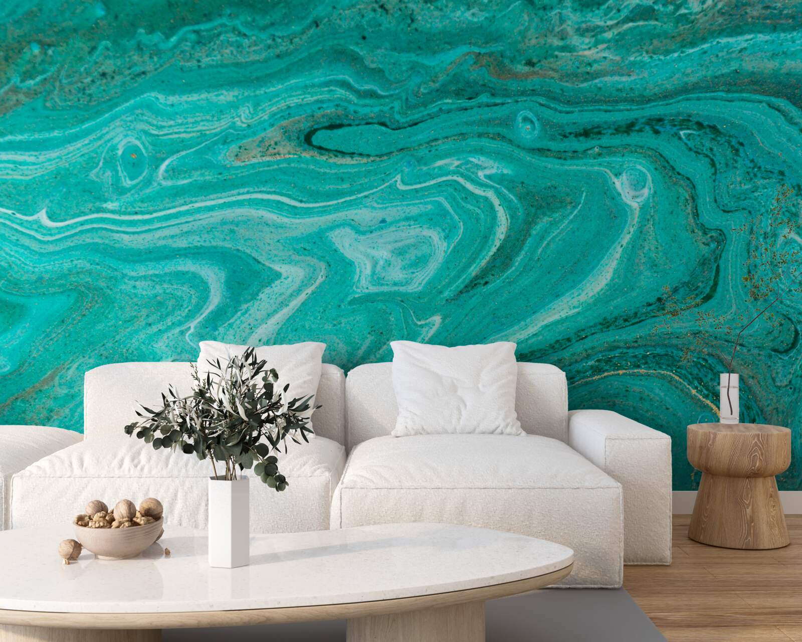 Fotobehang marmer in lichtgroene tinten