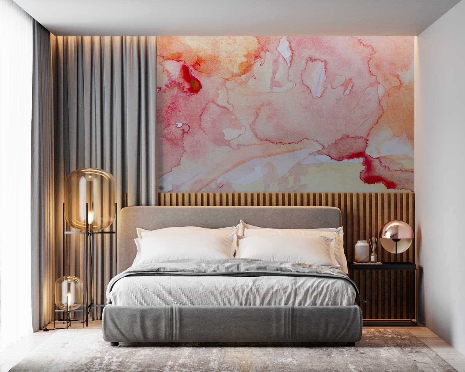 Fotobehang aquarel bed achtergrond