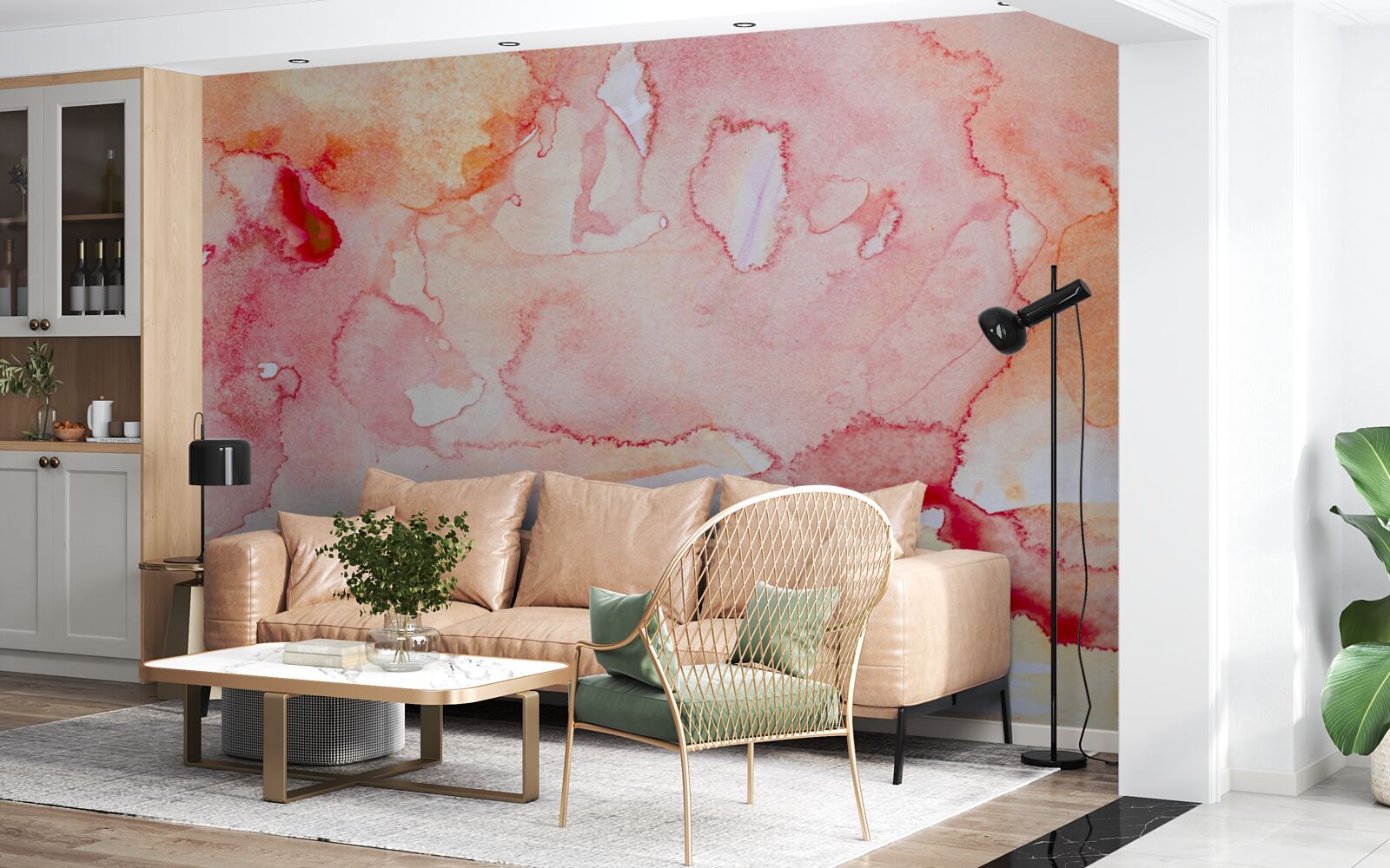 Fotobehang aquarel bed achtergrond