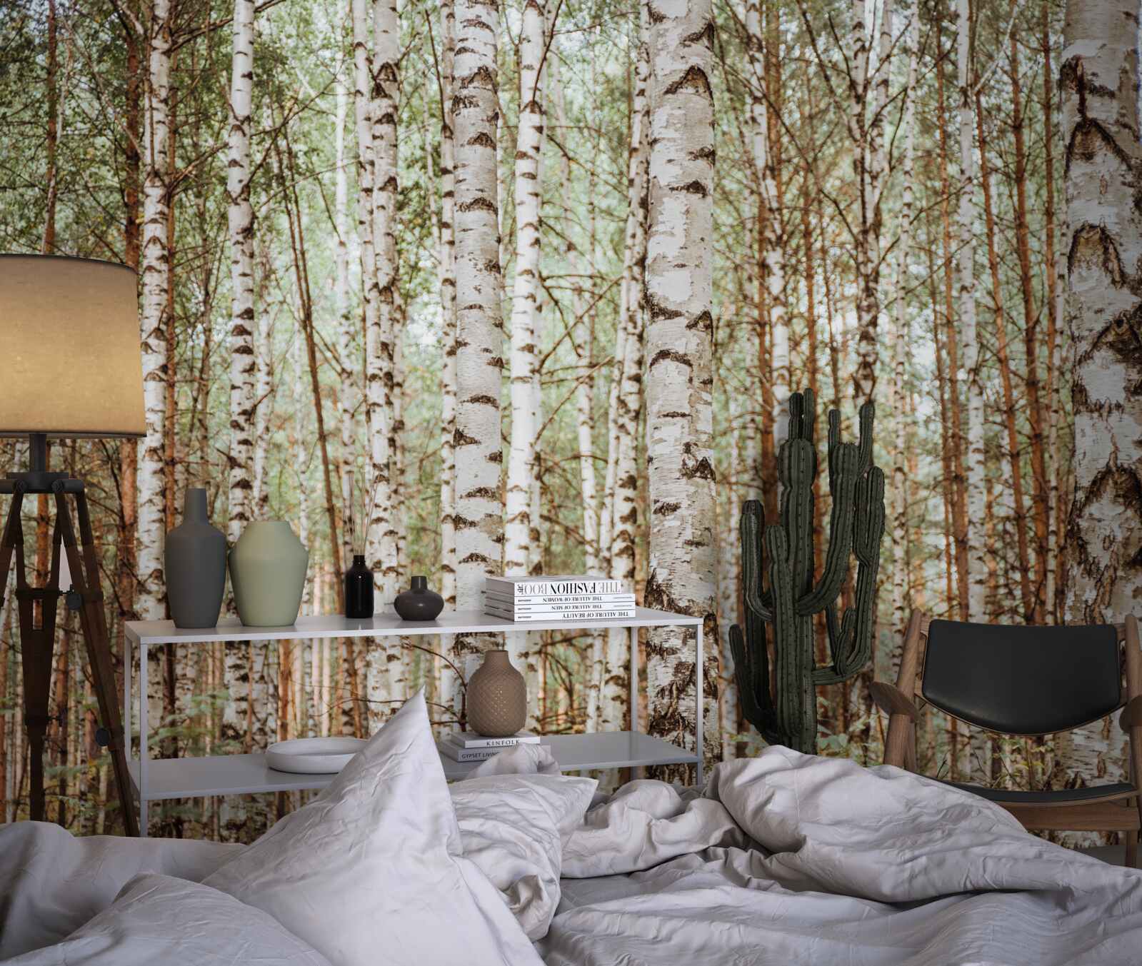 Fotobehang sledeberken staan in een groen bos