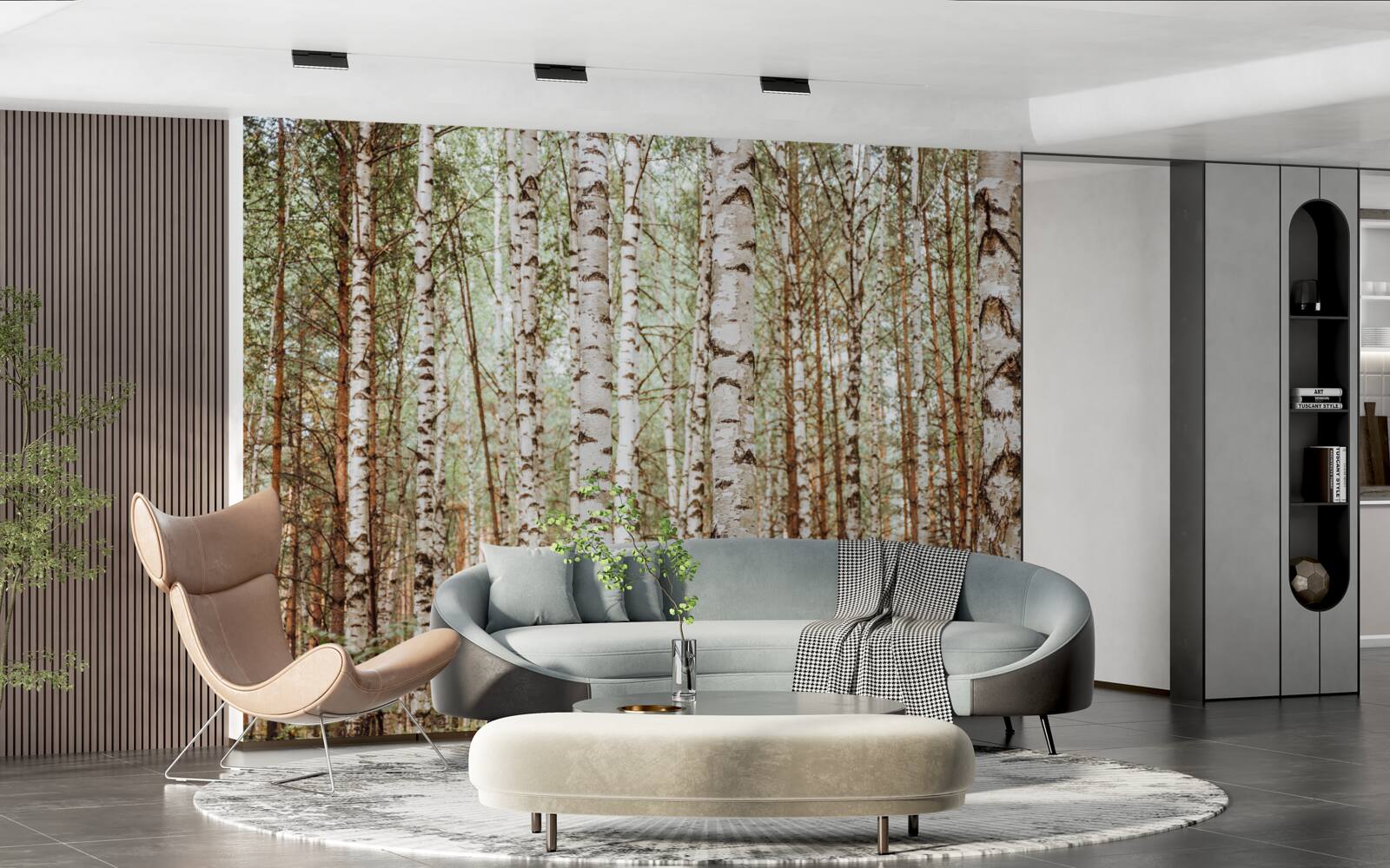 Fotobehang sledeberken staan in een groen bos